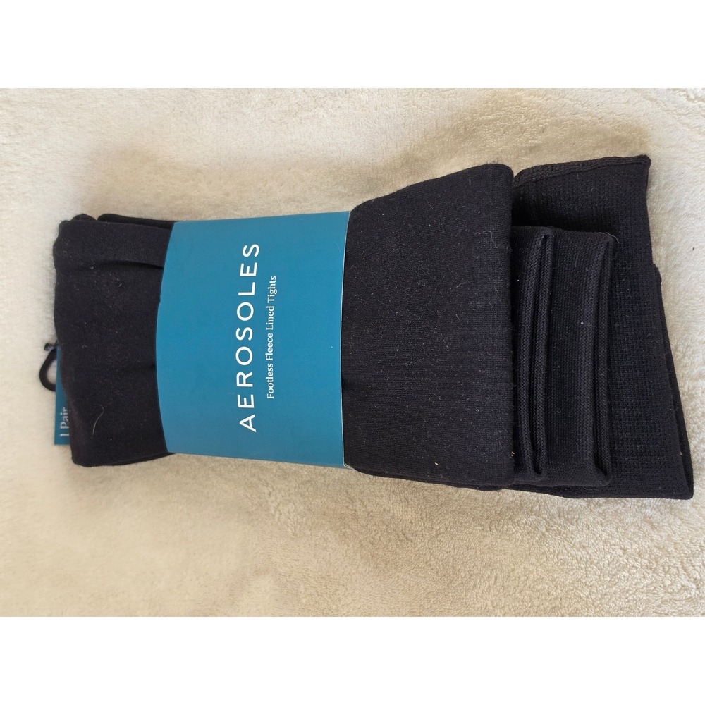 Aerosoles Womens Footless Fleece Lined Tights Black Size M/L Leggings BN#2006